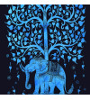 Tenture arbre de vie éléphant turquoise - Tapisserie murale