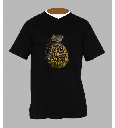 T-shirt original homme Col V '' grenade ''
