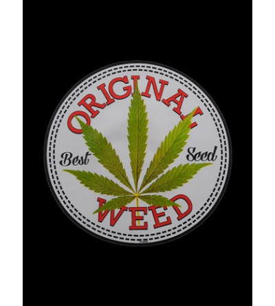 logo T-shirt feuille de cannabis homme Col V