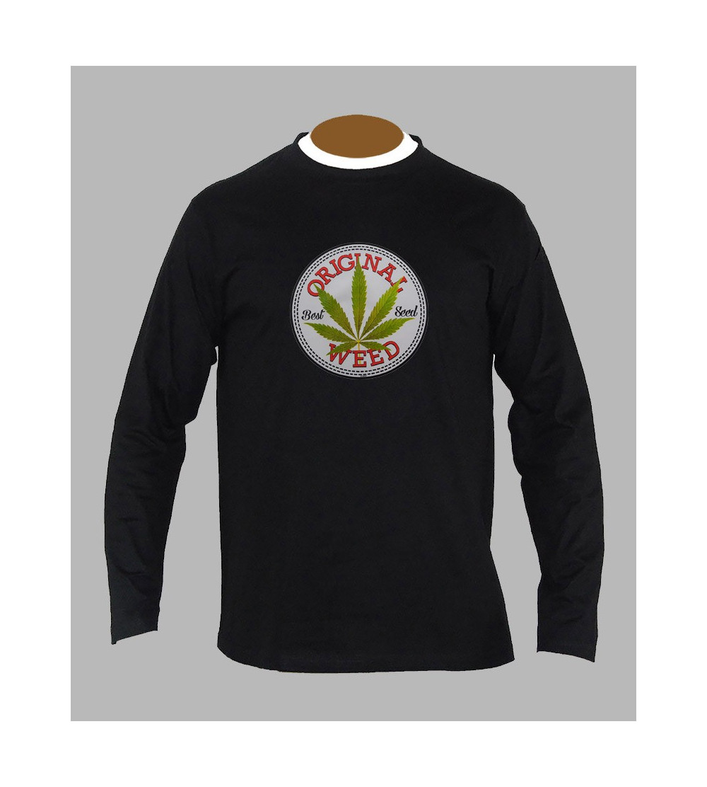 T-shirt feuille de cannabis manches longues