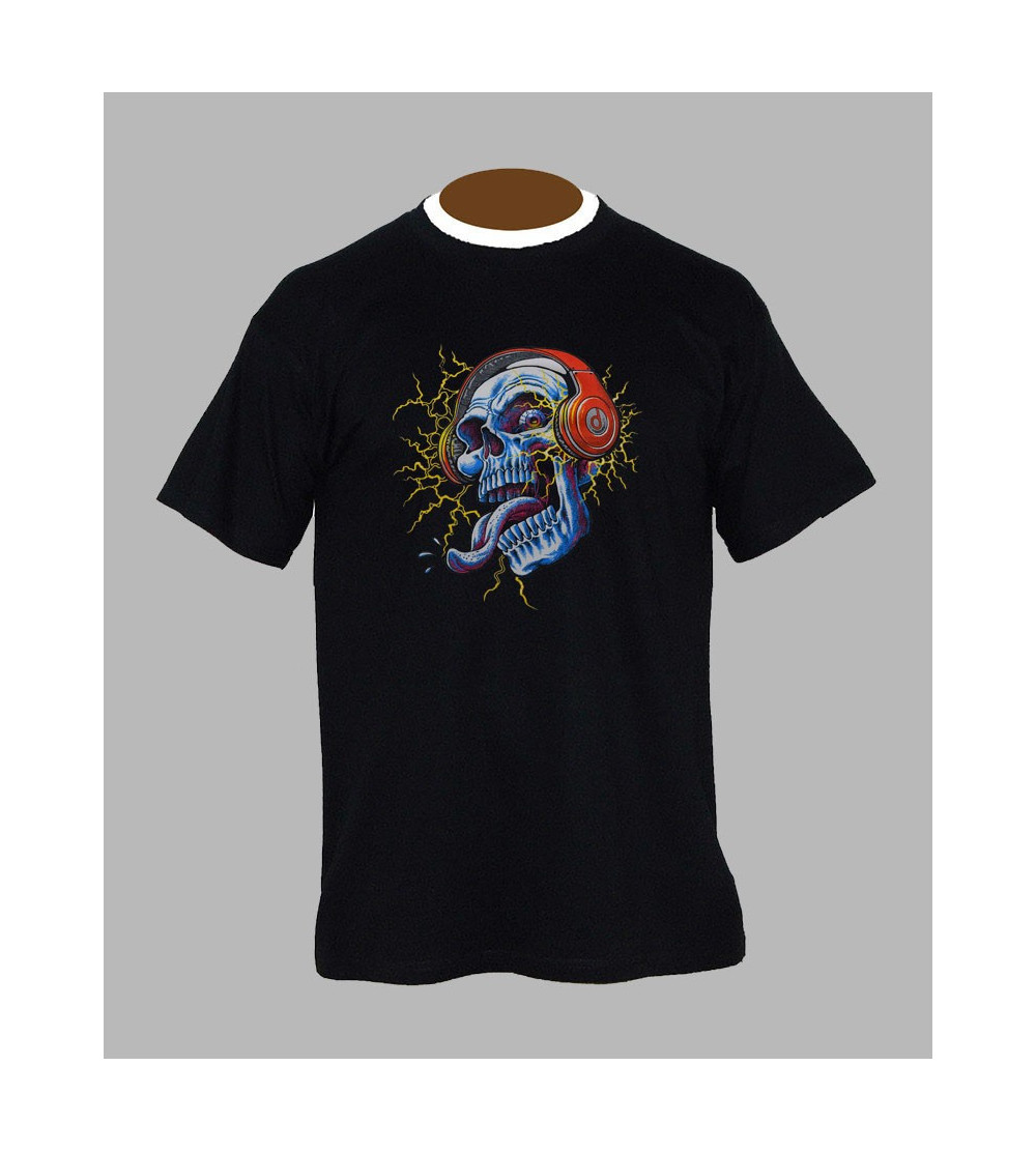 T-shirt fluo tete de mort - Vêtement homme
