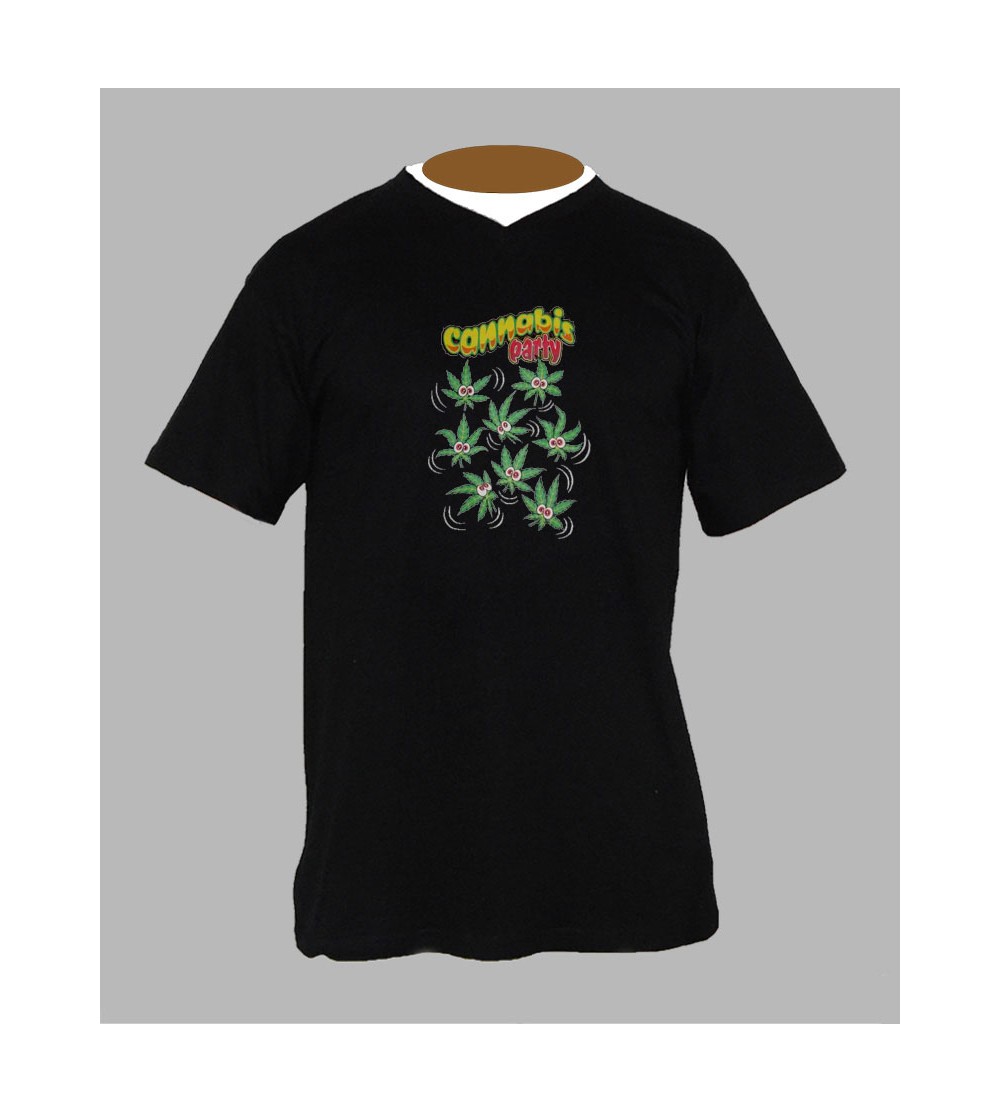 Tee shirt weed homme Col V