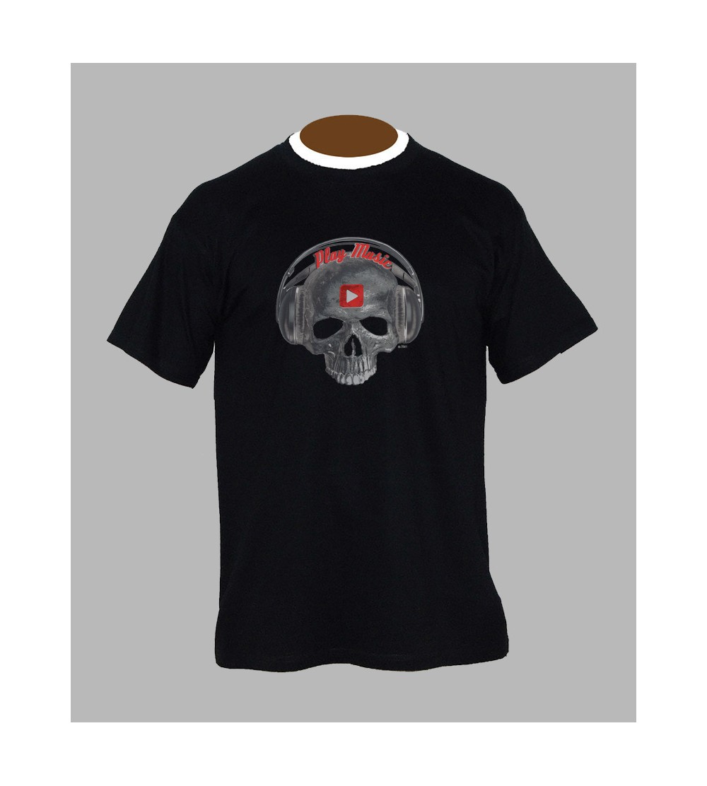 T-shirt tete de mort play music - Vêtement homme