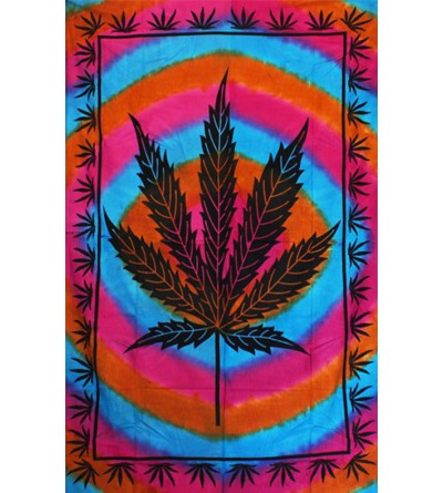 votgl Tapisserie de Feuille de Cannabis Vert Marijuana Weed tenture Murale Mandala tapisseries Exotiques bohème Plante thème décor Tapisserie 150x200CM
